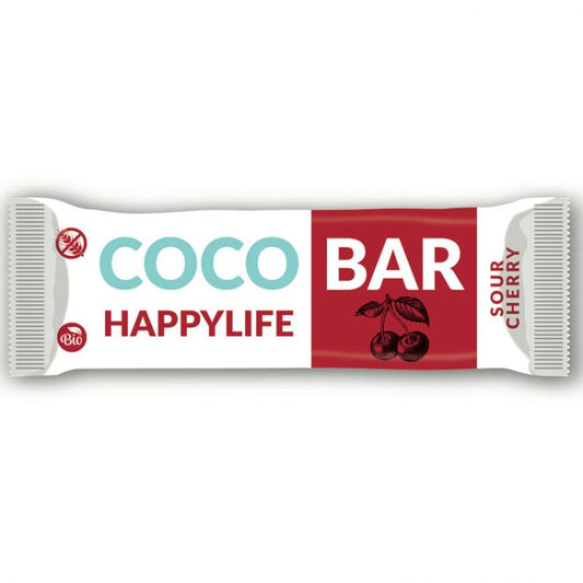 HAPPYLIFE COCO BAR - Kokosová tyčinka s višňami BIO 40g